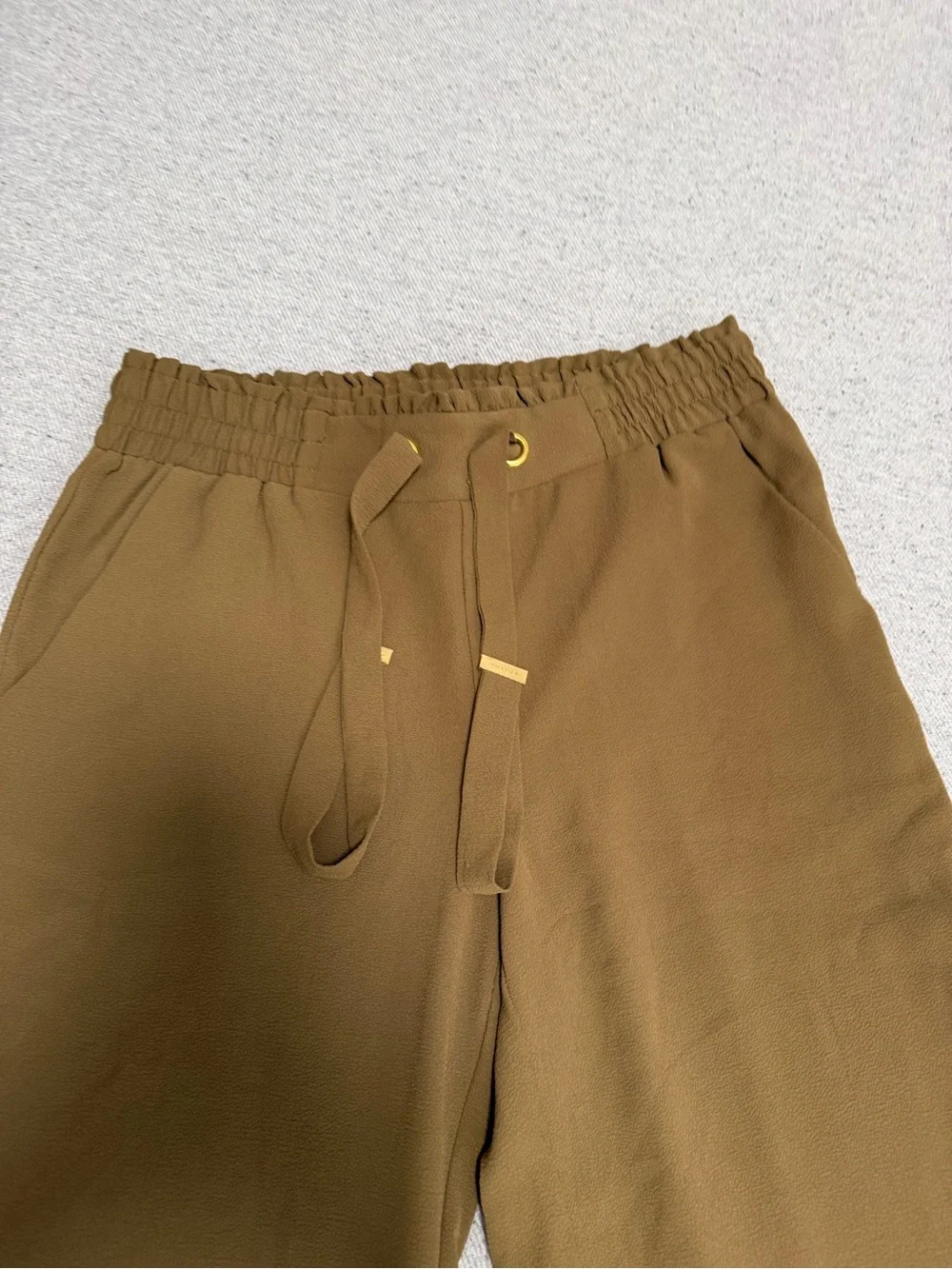 Michael Kors Olive Drawstring Wide-Leg Pants